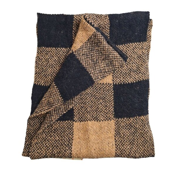 Ardene Scarf Inifinity Plaid Fall Warm Wrap Black Tan - Picture 3 of 7